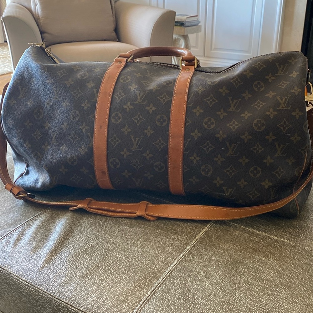 Louis Vuitton duffel bag.